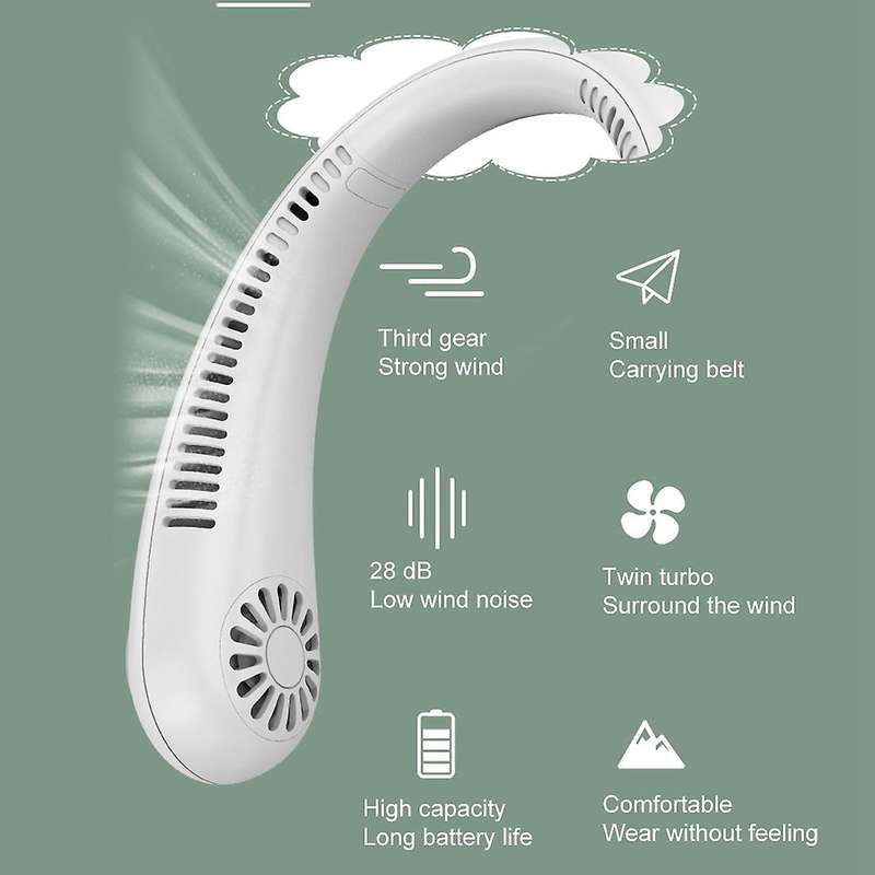 Hanging Neck Fan,Portable Bladeless Hanging Neck FanRechargeable Third Gear Wind Speed Wearable Fan