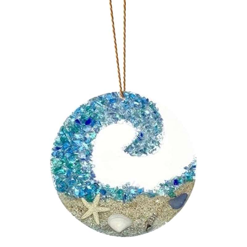 Hanging Ornament Sea Glass Sun Catcher Crashing Ocean Beach Suncatcher for Window Beach Glass Suncat