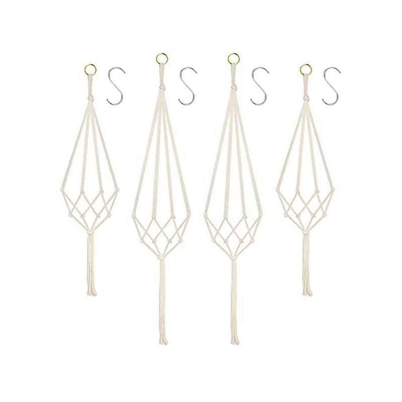 Hanging Planters Baskets, 4 Pack Cotton Rope Macrame Plant Hanger with 4 Hanging Hooks - 80CM & 100