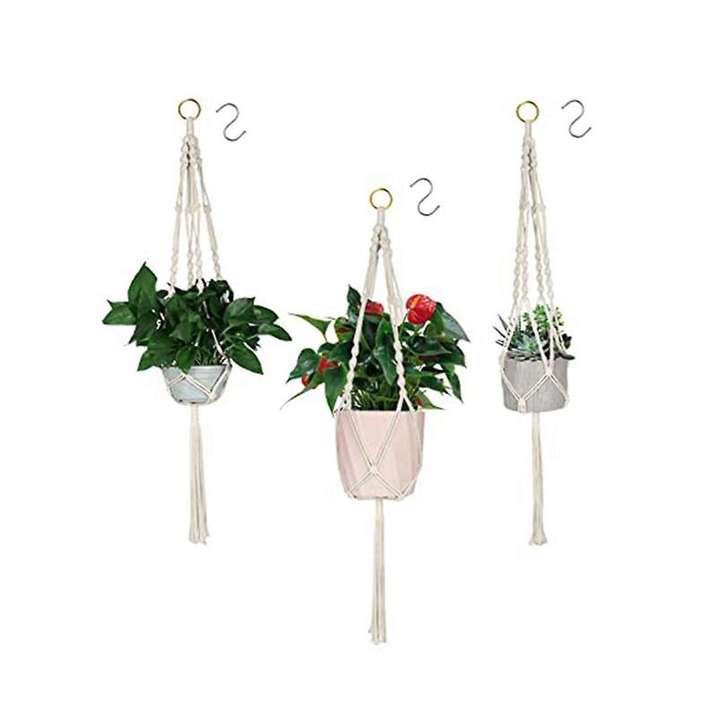 Hanging Planters Baskets, 4 Pack Cotton Rope Macrame Plant Hanger with 4 Hanging Hooks - 80CM & 100