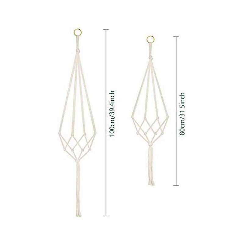 Hanging Planters Baskets, 4 Pack Cotton Rope Macrame Plant Hanger with 4 Hanging Hooks - 80CM & 100