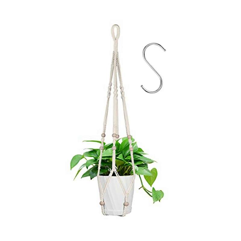 Hanging Planters Baskets, 4 Pack Cotton Rope Macrame Plant Hanger with 4 Hanging Hooks - 80CM & 100
