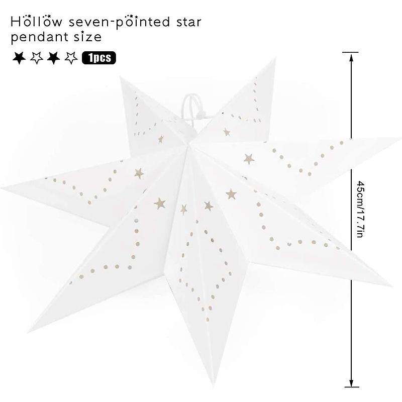 Hanging Paper 7 Pointed Star Lantern, Christmas Hanging Star Decorations for Christmas Wedding Birth
