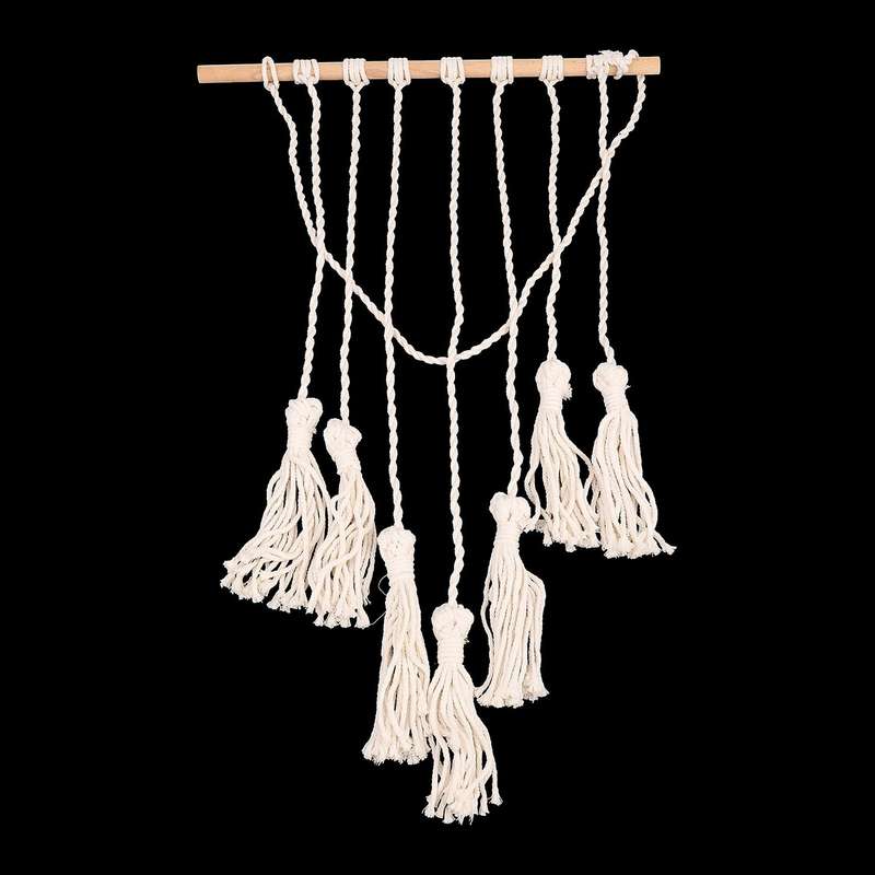 Hanging Photo Display Macrame Wall Hanging Pictures Organizer Home Decor, with 25 Wood Clips