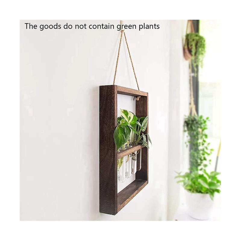 Hanging Plants Test Tube Flower Bud Glass Terrarium Wooden Frame Garden Wedding Decoration