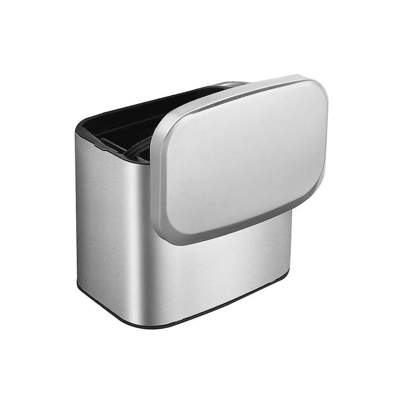 Hanging Stainless Steel Compost Bin 1.05 Gallon Wall Mounted Trash Can with Lid, Kitchen Cabinet Doo