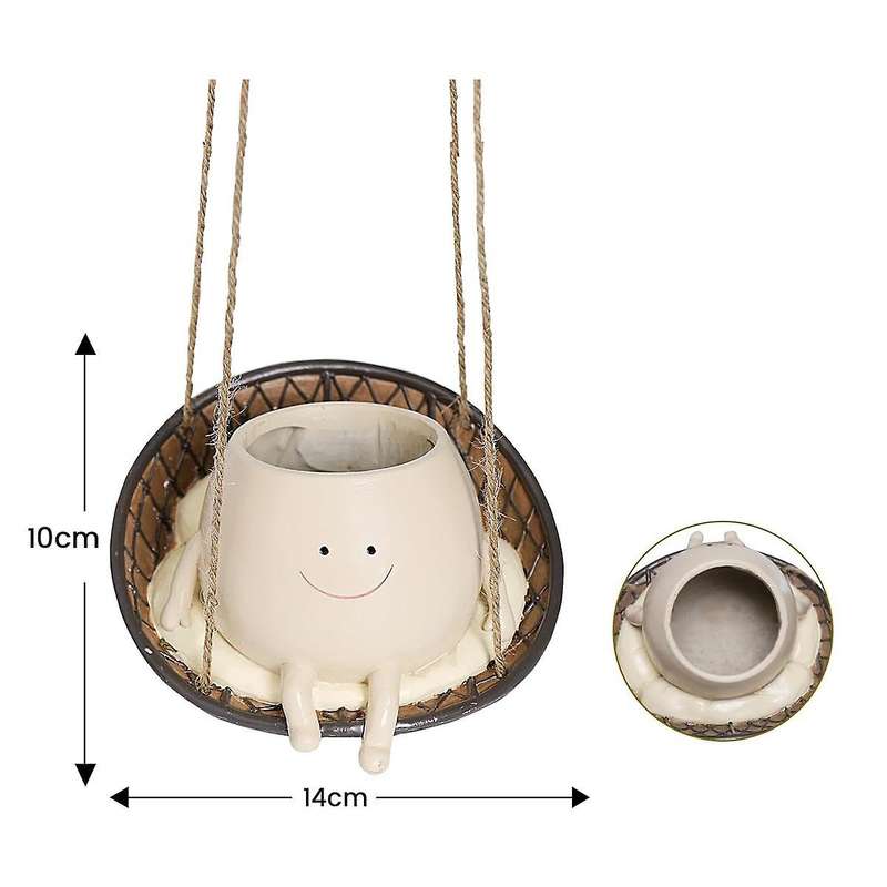 Hanging Swing Chair Planter Pot Face Planter for Indoor Outdoor Plant Head Resin Flower Pots Mother