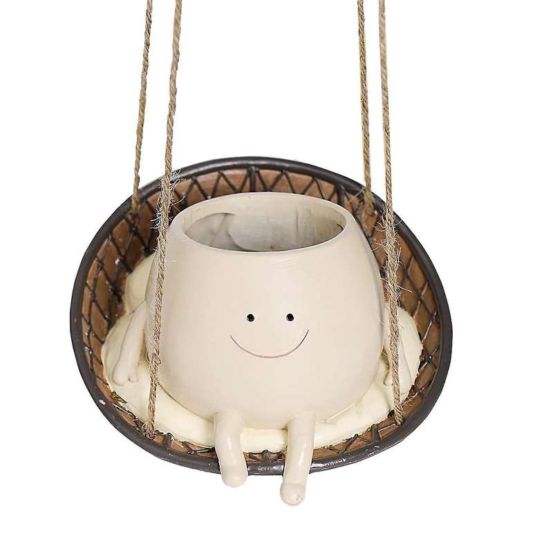 Hanging Swing Chair Planter Pot Face Planter for Indoor Outdoor Plant Head Resin Flower Pots Mother