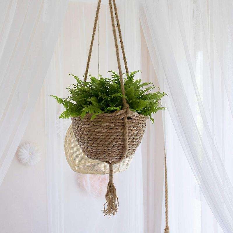 Hanging Rattan Basket Planter Indoor Outdoor Hanging Rope Flower Plant Pot Basket Decorative,Hanging