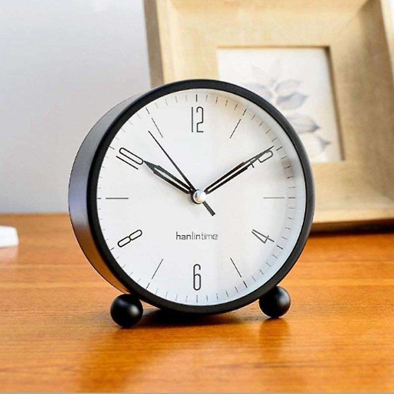 Hanlintime Analog Alarm Clock,easy Set Small Desk Clock,non Ticking,with Night Light, Battery Power