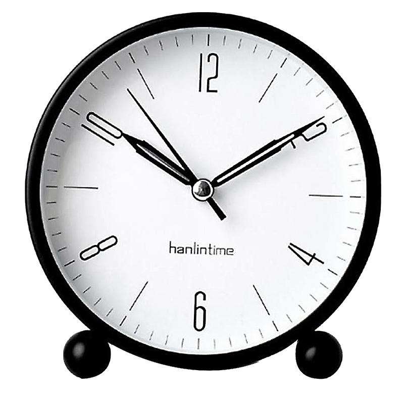 Hanlintime Analog Alarm Clock,easy Set Small Desk Clock,non Ticking,with Night Light, Battery Power