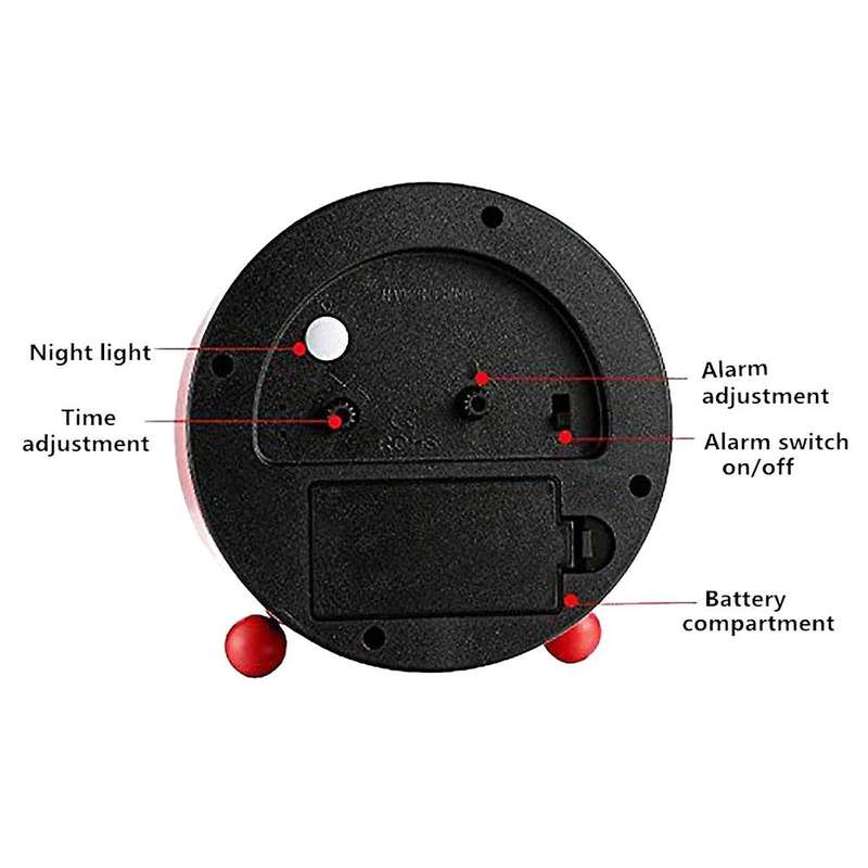 Hanlintime Analog Alarm Clock,easy Set Small Desk Clock,non Ticking,with Night Light, Battery Power