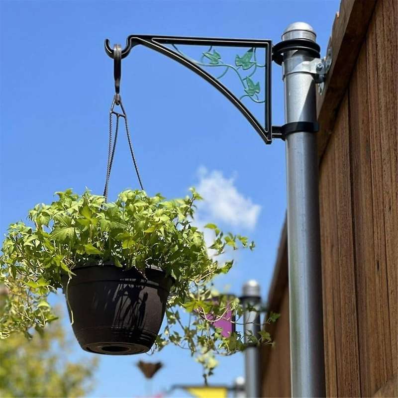 Hangs Fence Post Hanger, Fence Plant Hangers, Flower Baskets Easy Clamp-on Bracket, Wall Hook Hangin