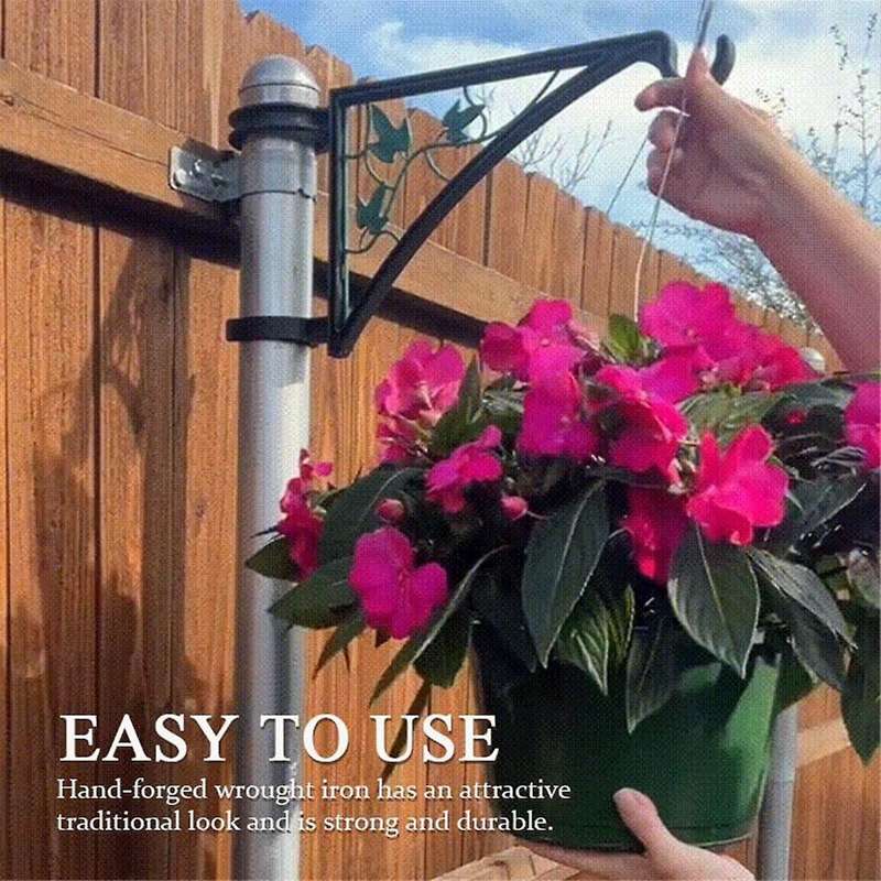 Hangs Fence Post Hanger, Fence Plant Hangers, Flower Baskets Easy Clamp-on Bracket, Wall Hook Hangin