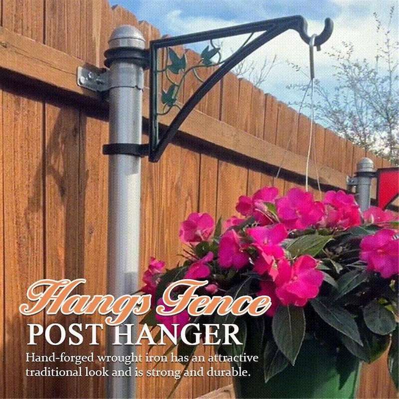 Hangs Fence Post Hanger, Fence Plant Hangers, Flower Baskets Easy Clamp-on Bracket, Wall Hook Hangin