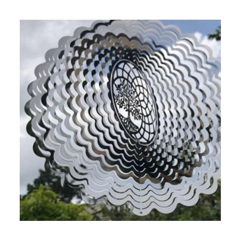 Hanging Wind Spinner Outdoor Metal Decoration Silver 3D Mirror Stainless Steel Wind Chime Outdoor Ga