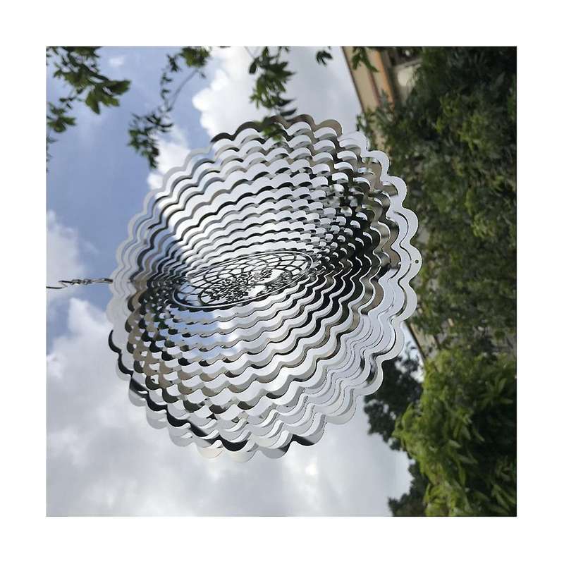 Hanging Wind Spinner Outdoor Metal Decoration Silver 3D Mirror Stainless Steel Wind Chime Outdoor Ga