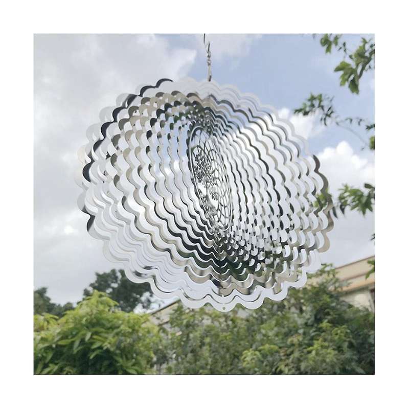 Hanging Wind Spinner Outdoor Metal Decoration Silver 3d Mirror Stainless Steel Wind Chime Outdoor G