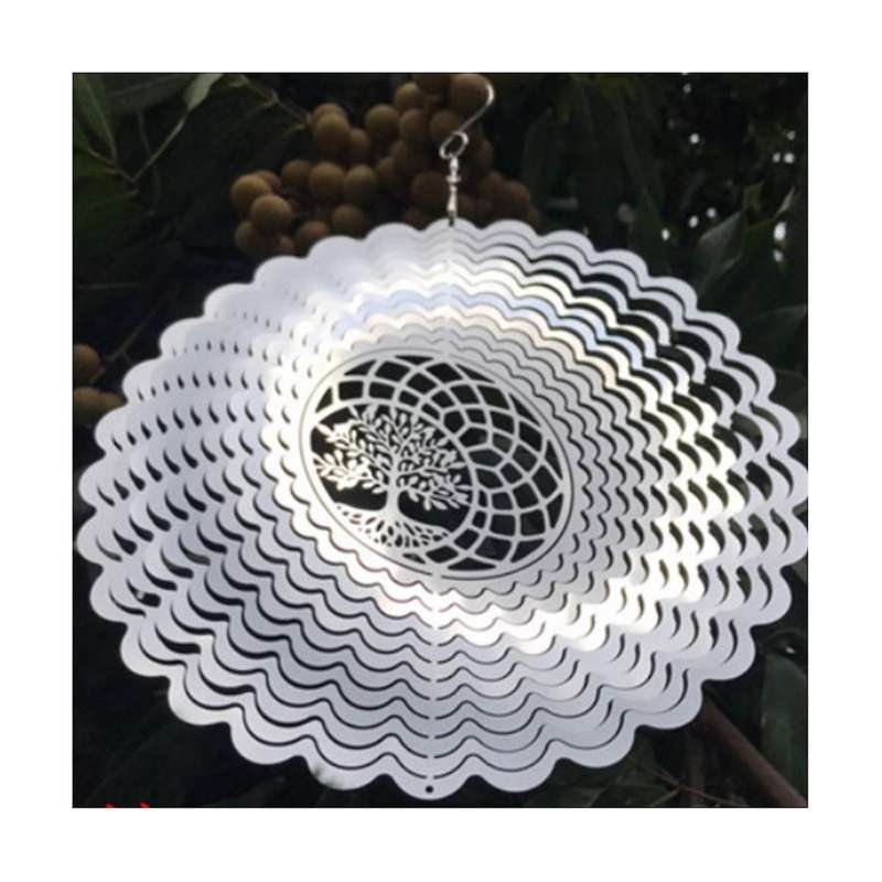 Hanging Wind Spinner Outdoor Metal Decoration Silver 3d Mirror Stainless Steel Wind Chime Outdoor G