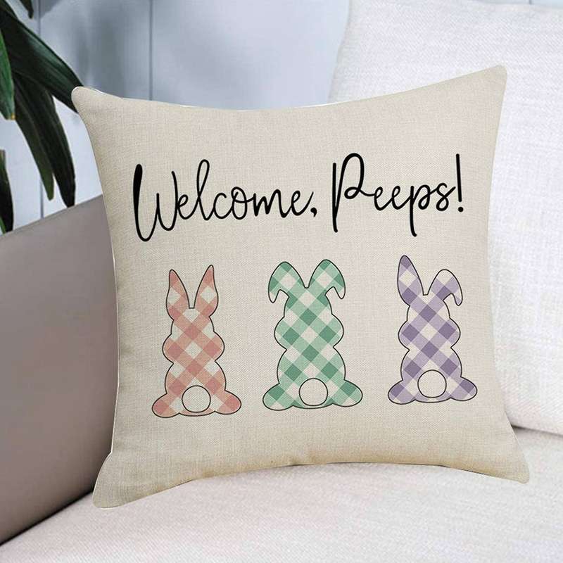 Happy Easter Rabbit Bunny Cushion Case Sofa Linen Pillowcase Decoration Living Room Pillow Case for