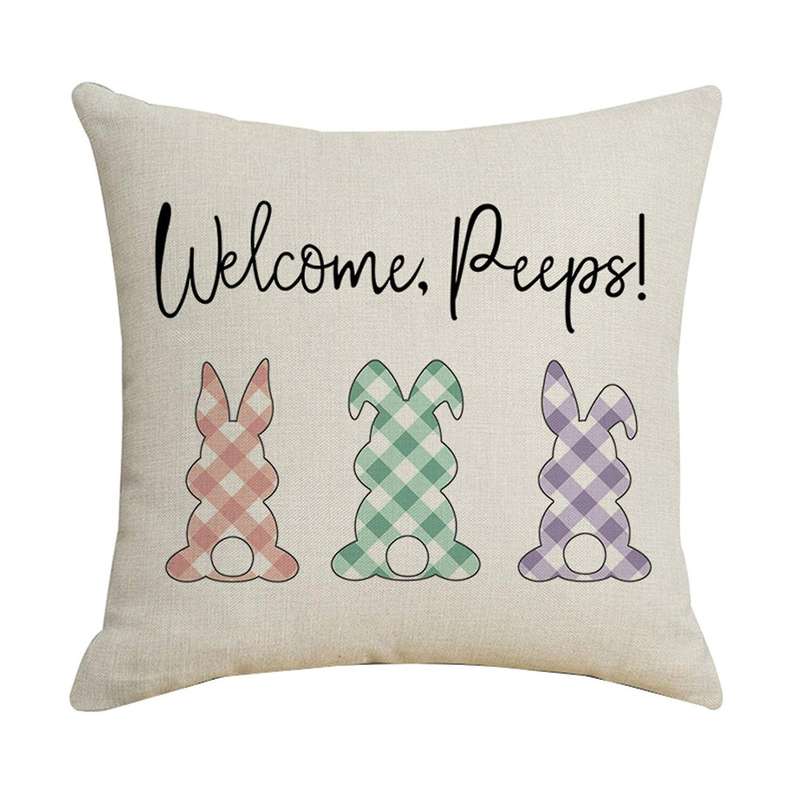 Happy Easter Rabbit Bunny Cushion Case Sofa Linen Pillowcase Decoration Living Room Pillow Case for