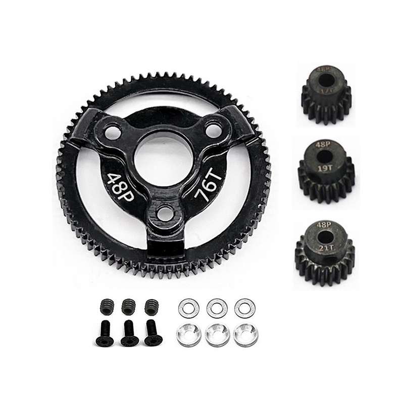 Hardened Steel 48p Spur Gear with Pinion Gear for Slash 2wd Bandit Drag Slash Parts,76t