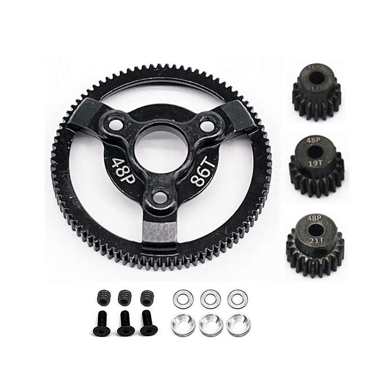 Hardened Steel 48p Spur Gear with Pinion Gear for Slash 2wd Bandit Drag Slash Parts,86t