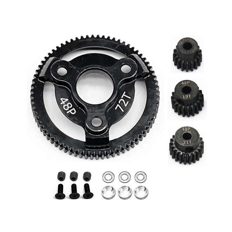 Hardened Steel 48p Spur Gear with Pinion Gear for Slash 2wd Bandit Drag Slash Parts,72t