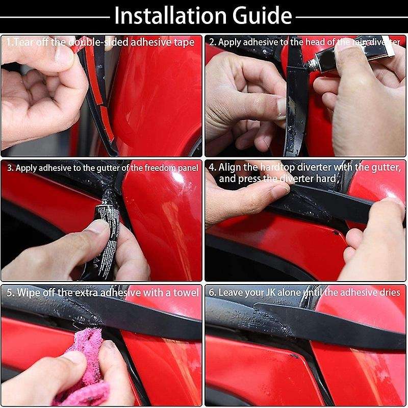 Hardtop Rain Diverters ABS Drip Rail Extension Rain Gutter Exterior Accessories for Wrangler JK JKU