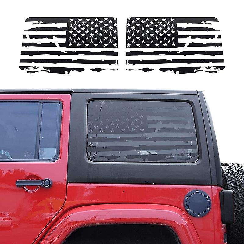 Hardtop Window USA Distressed Flag Decals American Flag Stickers for 2011-2017 JK 4 Door, 1 Pair