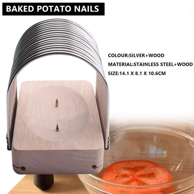 Hasselback Potato Slicer Potato Slicing Tool Fixed Tomato Onion Slicer Anti-Cutting Hand Stainless S