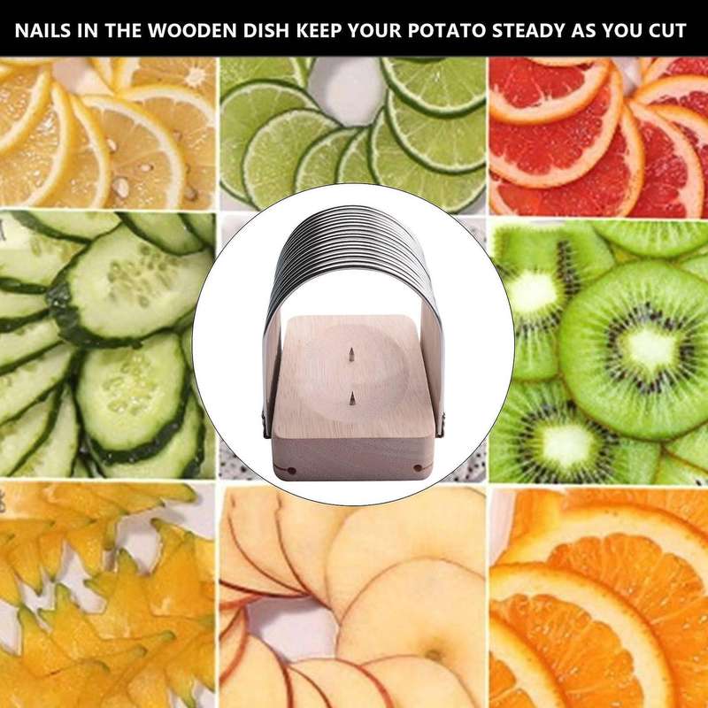 Hasselback Potato Slicer Potato Slicing Tool Fixed Tomato Onion Slicer Anti-Cutting Hand Stainless S