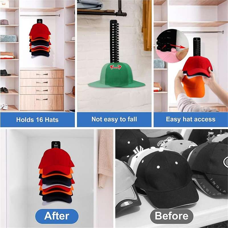 Hat Organizer for Baseball Caps, 1 Pack Hat Rack Adhesive Hat Hooks for Wall HoldUp to Much Hats, H