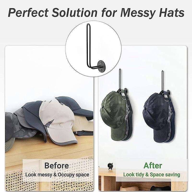 Hat Organizer for Baseball Caps, Set of 3 Wall Hat Rack Space Saving Holds 20 Caps Shaped Hat Hooks