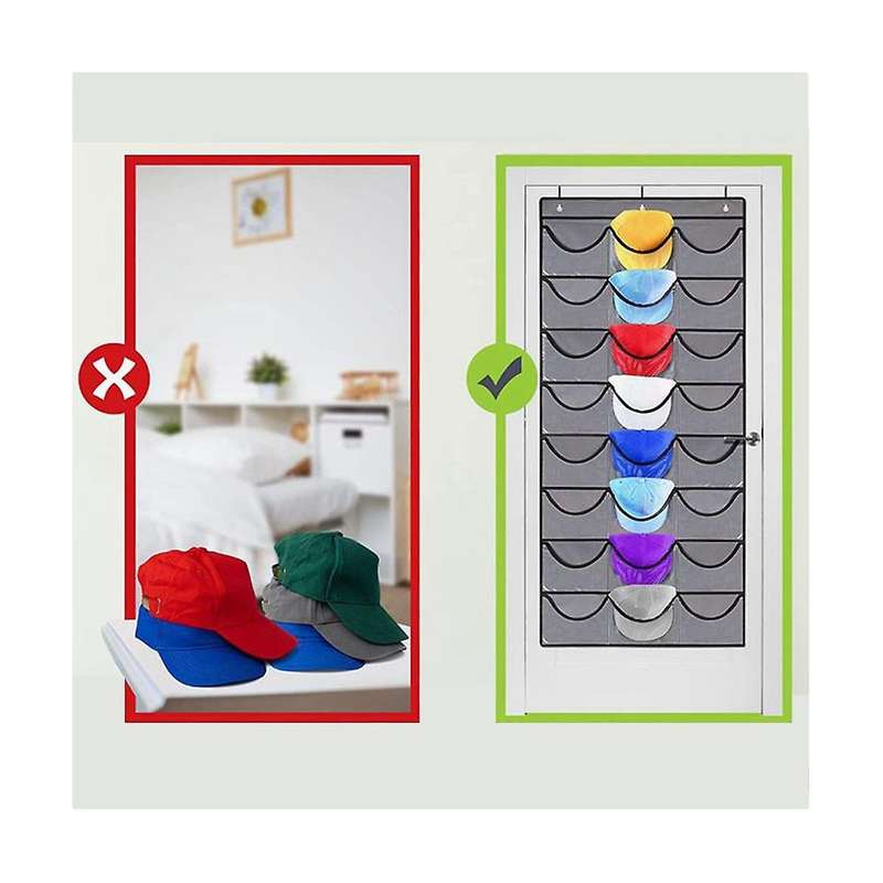 Hat Storage Organizer Clear Pockets Hat Rack Door Hanging Holder Hanger Storage Rack for Baseball C
