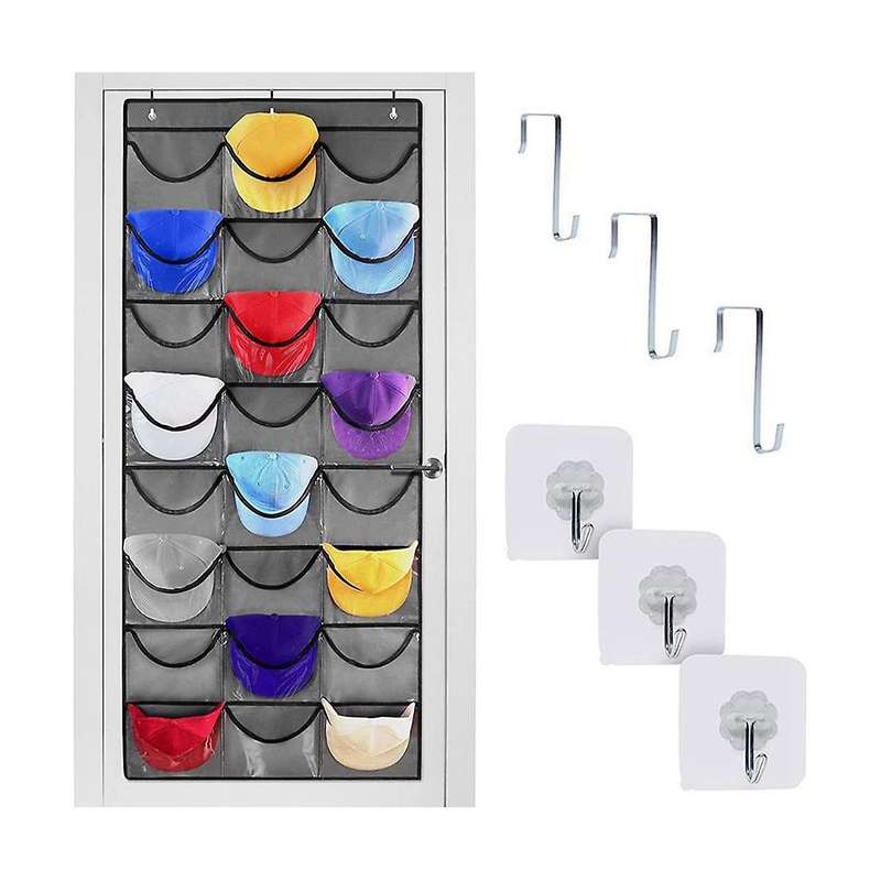 Hat Storage Organizer Clear Pockets Hat Rack Door Hanging Holder Hanger Storage Rack for Baseball C