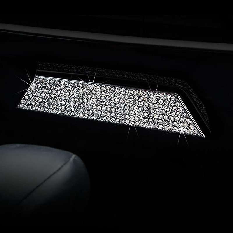 Hazard Light Storage Box Bling Crystal Accessory Interior Sticker Compatible for