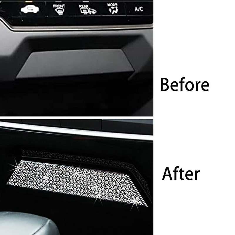 Hazard Light Storage Box Bling Crystal Accessory Interior Sticker Compatible for