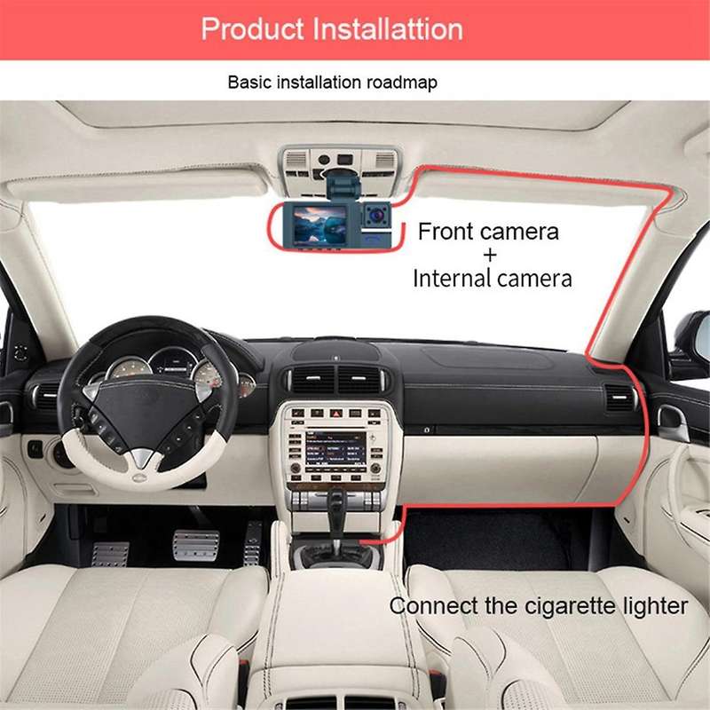 HD 1080P Car Recorder Car 2 Inches Display Three Lenses with the Same Display with Reverse Image Ca