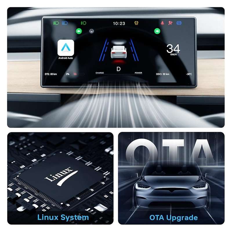 Head Up Display for /Y, 9Inch Screen HUD Carplay Android Auto Car Dashboard Instrument Accessories,B