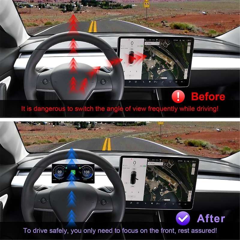 Head Up Display for /Y, 9Inch Screen HUD Carplay Android Auto Car Dashboard Instrument Accessories,B
