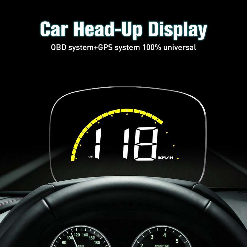 Head Up Display 2.6 Inch OBD2 + GPS Dual Mode HUD Mirror Car Speed Projector Digital MPH Speedometer