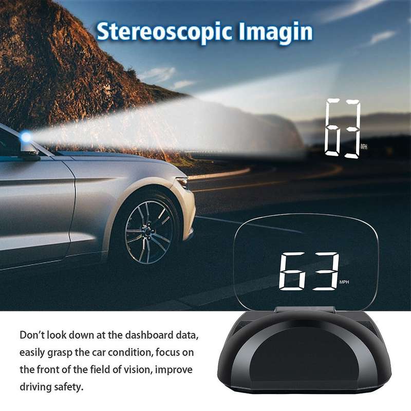 Head Up Display 2.6 Inch OBD2 + GPS Dual Mode HUD Mirror Car Speed Projector Digital MPH Speedometer