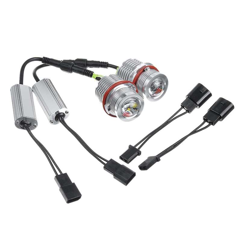 Headlight Bulbs,2Pcs 60W 12 LED White Angel Eyes LED Marker Ring Light Bulb for E39 E53 X5 E60 E61 E