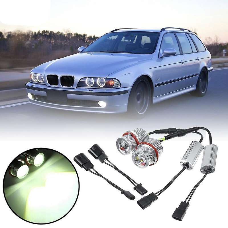 Headlight Bulbs,2Pcs 60W 12 LED White Angel Eyes LED Marker Ring Light Bulb for E39 E53 X5 E60 E61 E