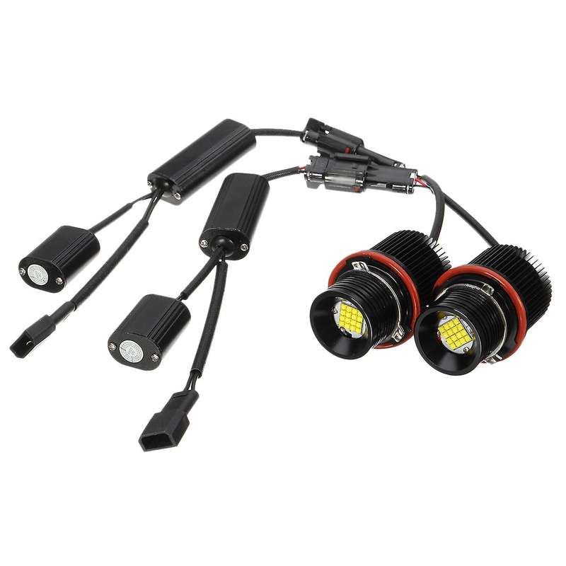 Headlight Bulbs,2Pcs 80W 16LED White Angel Eyes LED Marker Ring Light Bulb for E39 E53 X5 E60 E61 E6