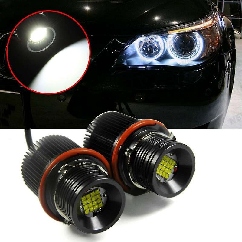 Headlight Bulbs,2Pcs 80W 16LED White Angel Eyes LED Marker Ring Light Bulb for E39 E53 X5 E60 E61 E6
