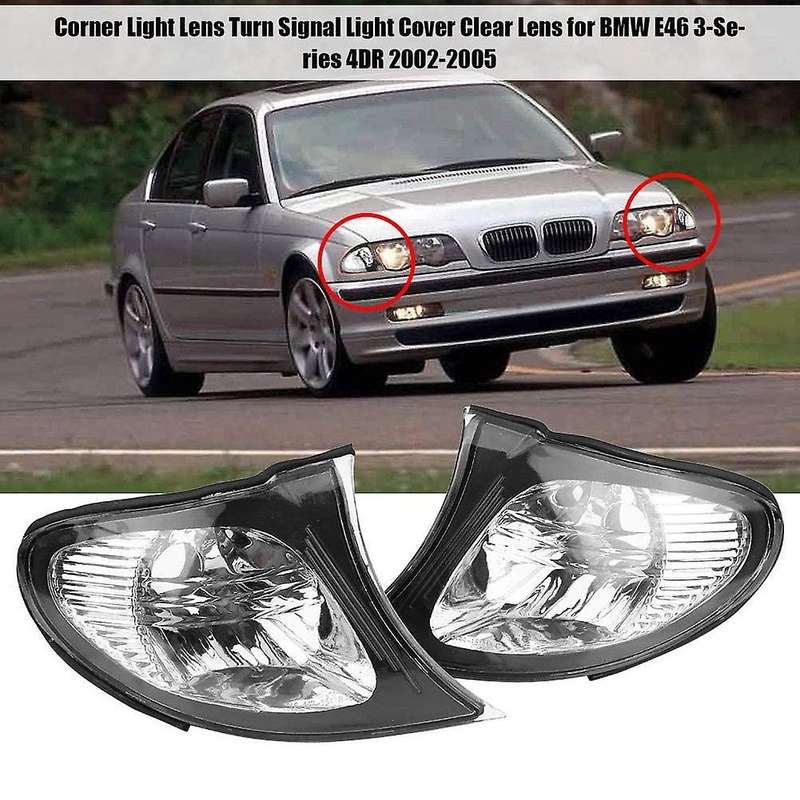 Headlight Corner Light Lens Turn Signal Light Cover Clear Lens for E46 3-Series 4DR 2002-2005 Car Re