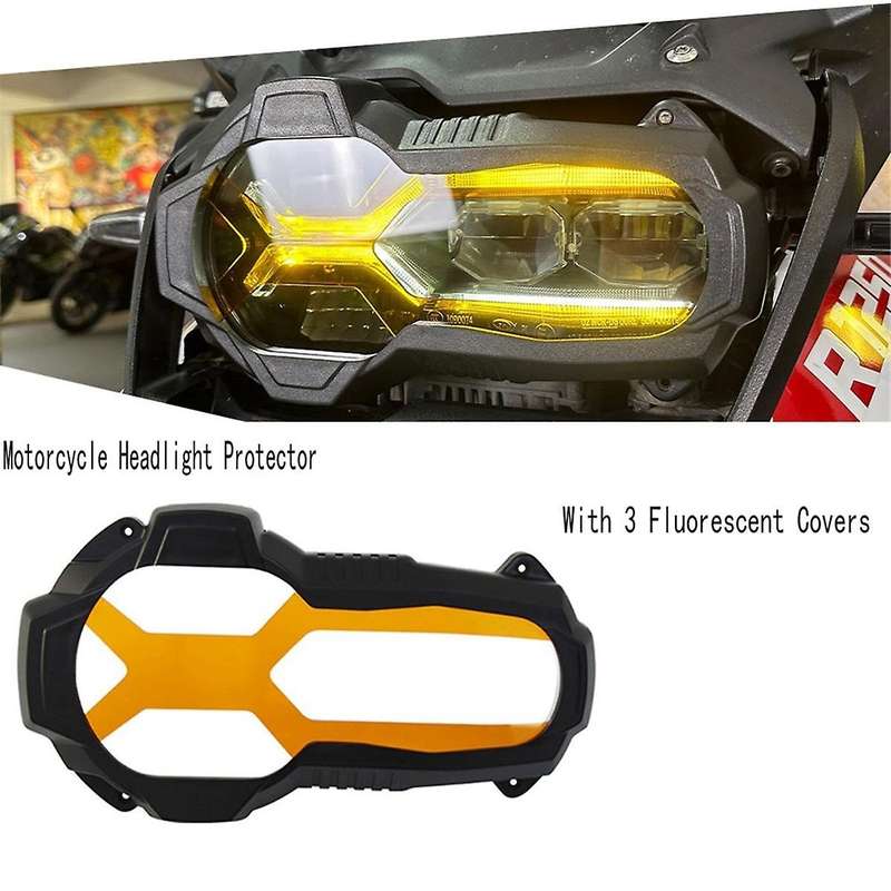 Headlight Protector with 3 Fluorescent Covers for R1200GS LC R1250GS R 1250GS ADV Adventure Plating