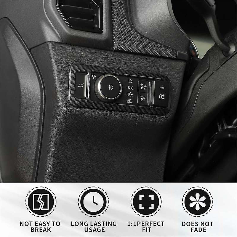Headlight Switch Button Panel Cover Trim for 2024 Interior Accessories Carbon Fiber